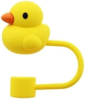 Yellow Duck Straw Cap, 10mm Cute Silicone Covers for Stanley Cup, Dust-Proof Reusable Tips Lids, Drinking Dispensers