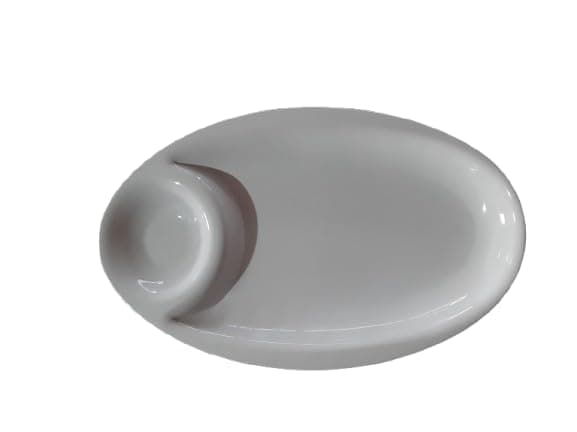 Neena Crockeries Oval Chip & Dip (White Glossy)