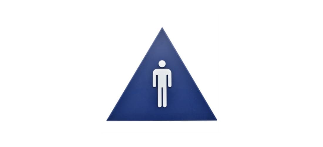 Hillman Blue Triangle Men's Restroom Sign (12" x 10") (844606)