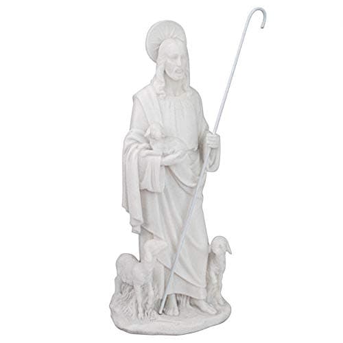 Design Toscano Jesus The Good Shepherd Marble Resin Statue 12.5 inch