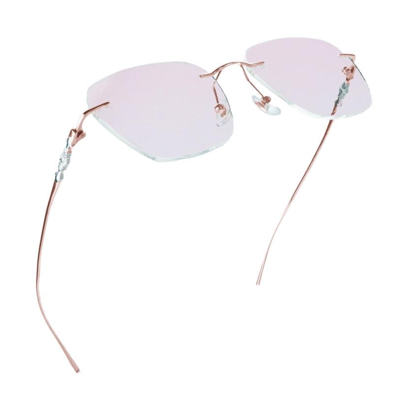 LifeArt Pure Titanium Frame Glasses/Blue Light Blocking Reading Glasses, Reduce Eyestrain,Stylish for Men and Women(Pink Gold,+1.00 Magnification)