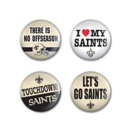 NFL New Orleans Saints Round Button (4 Pack), 1 1/4"