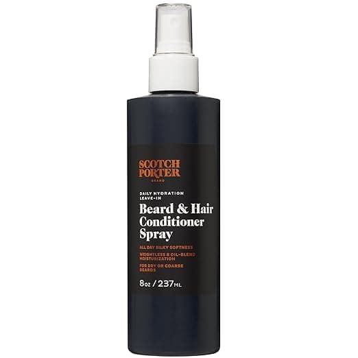 Scotch Porter Leave-in Conditioner Spray for Men | Daily Hydration Leave-In Beard & Hair Conditioner Spray | Coconut, Avocado, & More | 8oz Bottle with Pump