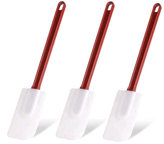 Silicone Rubber Spatula, Commercial Spatula, Heat Resistant Silicone Spatula, Flexible Spatula, Dishwasher-Safe, for Mixing, Frying & Spreading Without Scratching (3 Scrapers 14 Inches)