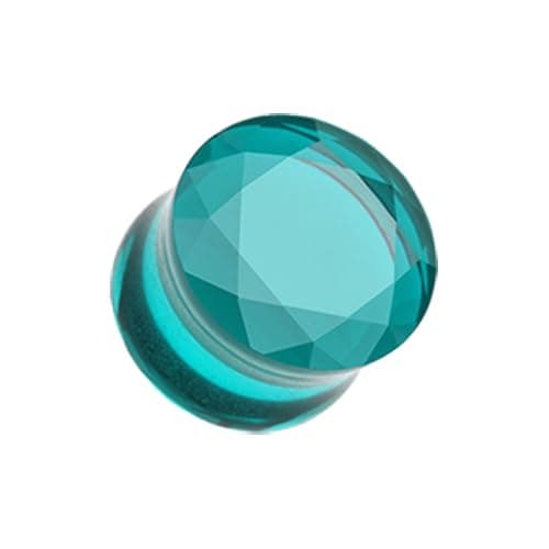 SKIN METALS Faceted Pyrex Glass Gemstone Double Flared Ear Gauge Plug Sold As Pair, 5/8" (16mm), Glass, no gemstone