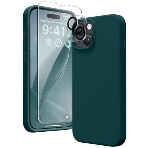 GONEZ Magnetic for iPhone 13 Case & iPhone 14 Case, [Compatible with MagSafe] Anti-Scratch Microfiber Lining & Screen Protector, Shockproof Slim Phone Silicone Cover 6.1 inch, Teal