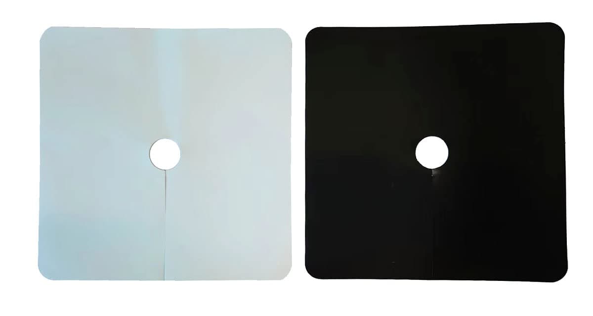 Plant Grow Lids for Pots and Rockwool Blocks (6'' x 6'' Square Block Covers - Pack of 80, Black & White)