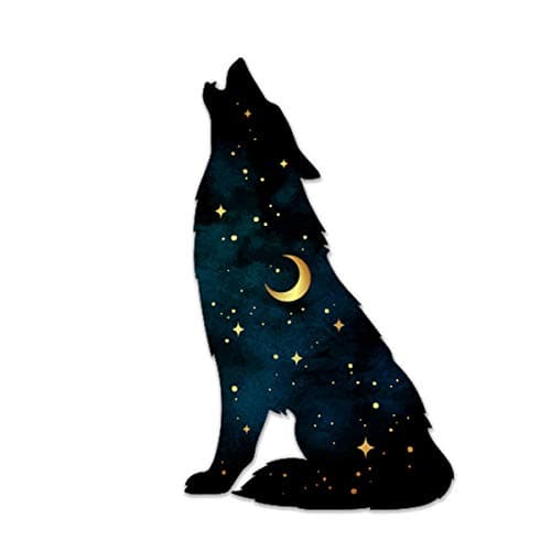 Wolf Howling at The Moon - 3" Vinyl Sticker - for Car Laptop Water Bottle Phone - Waterproof Decal