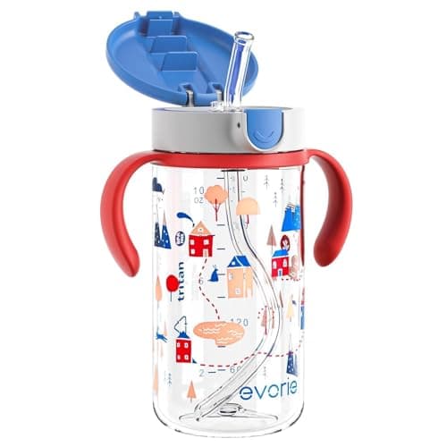 Evorie Tritan Spill Proof Straw Sippy Cups for Toddlers 1–3 Years, 10 Oz