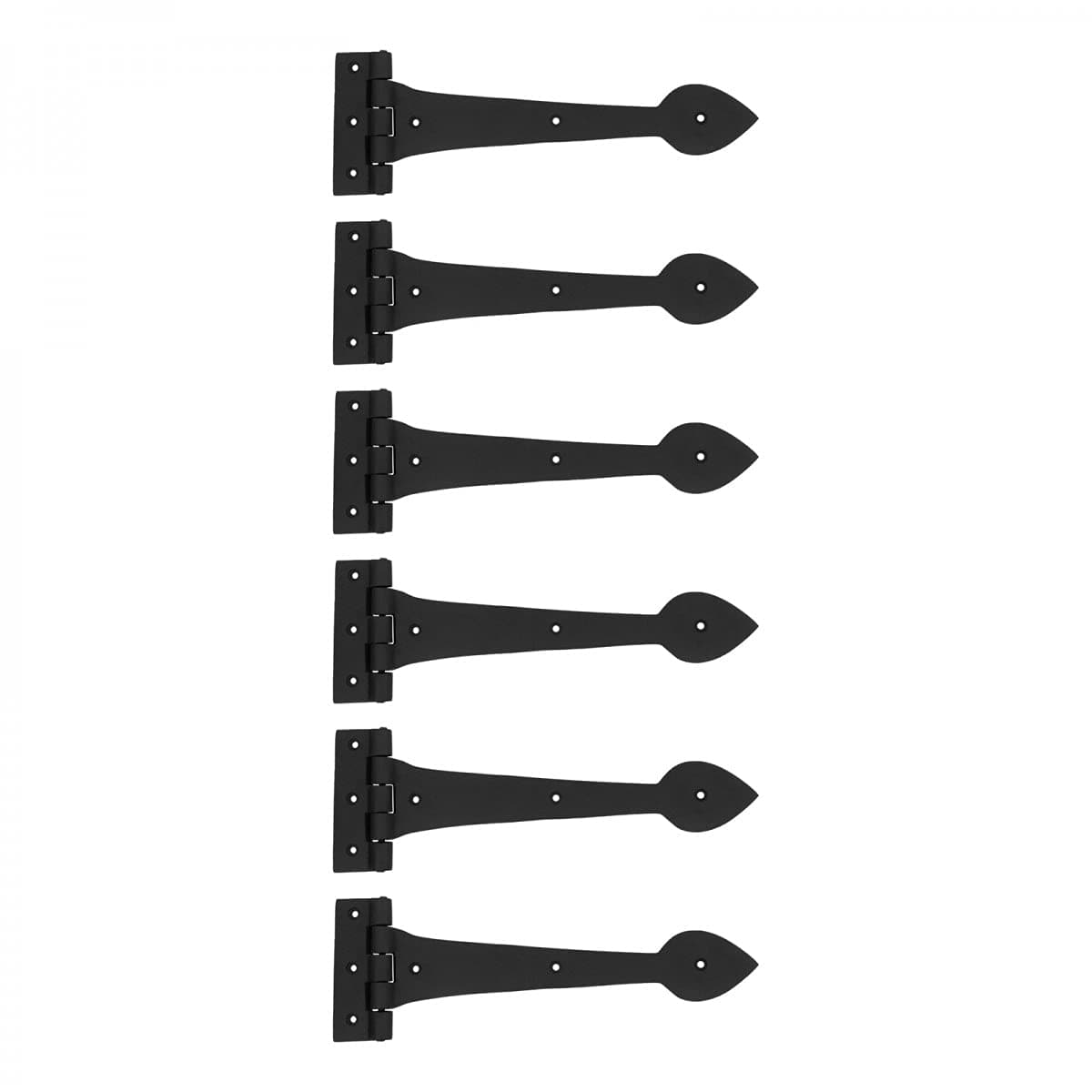 Door Gate Wrought Iron Strap Hinge Heart Tip 12" Length Pack of 6 Renovator's Supply