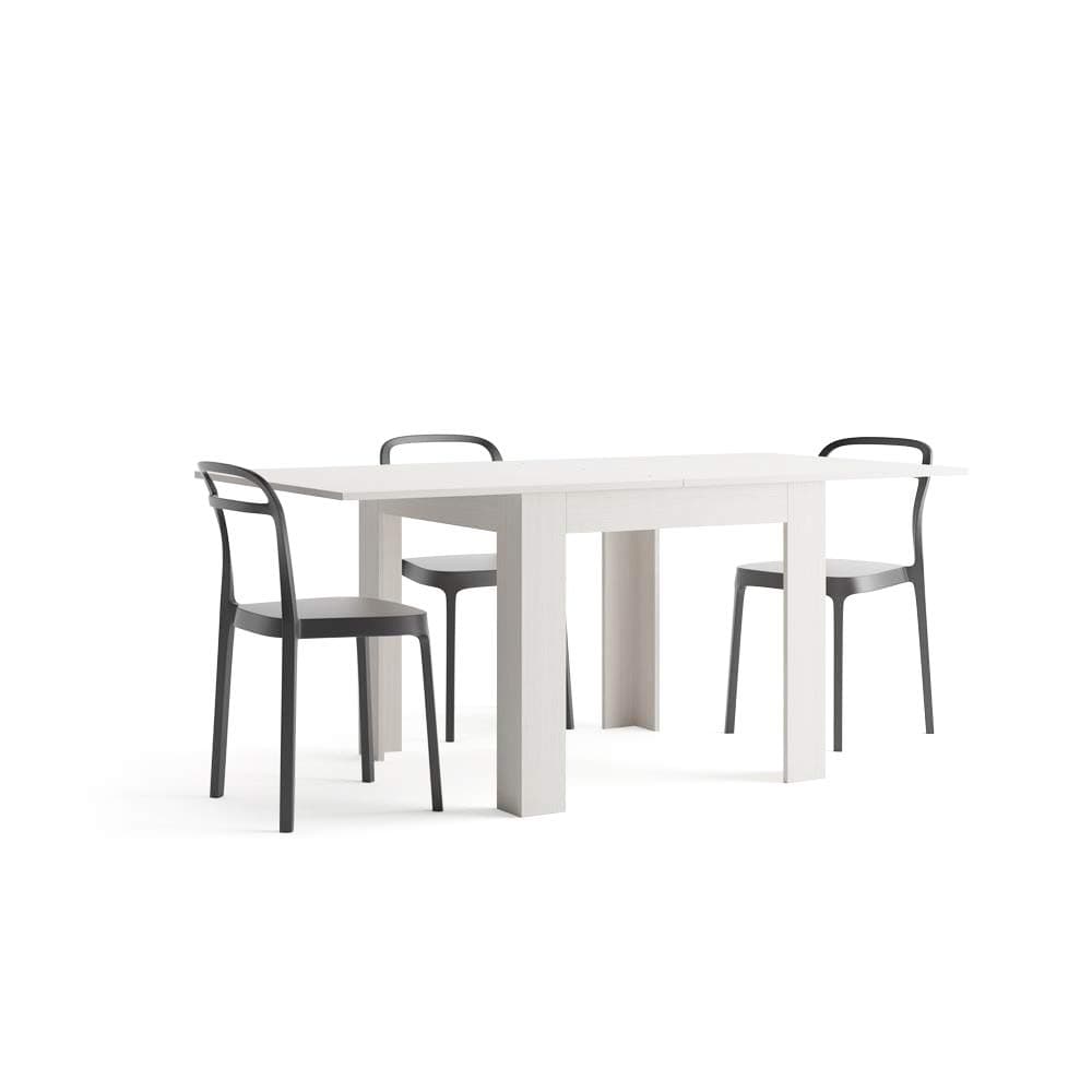 Mobili Fiver, Square extendable Dining Table, 90x(180) x90 cm, Eldorado, White Ash, Made in Italy