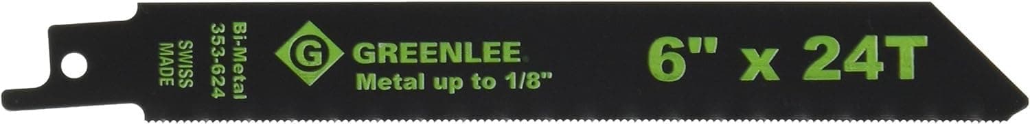 Greenlee 353-624 6-Inch by 3/4-Inch Metal Cutting Reciprocating Saw Blade, 24-TPI, 5-Pack