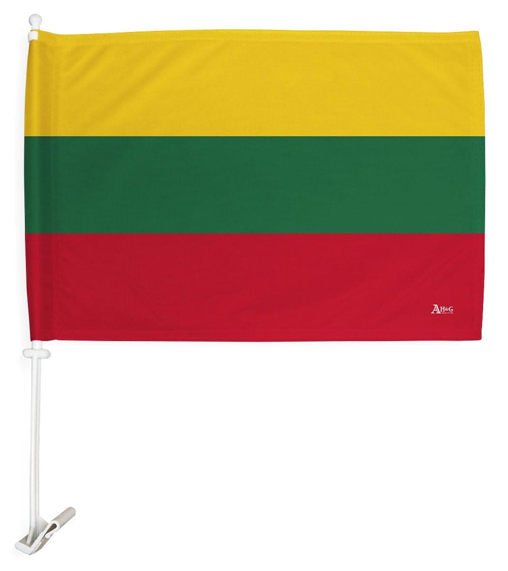 Ornament Collection Lithuanian Car Flag Bandera para Carros De Lithuania Decor for Window Clip Mount Auto Accessories Sport Fan Gifts League Olympics Party Supplies Patriotic Decorations Made in USA