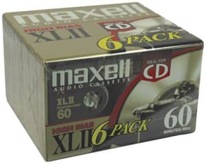 MAXELL XLII60-5+1 Blank Audio Cassette Tape (6 Pack)