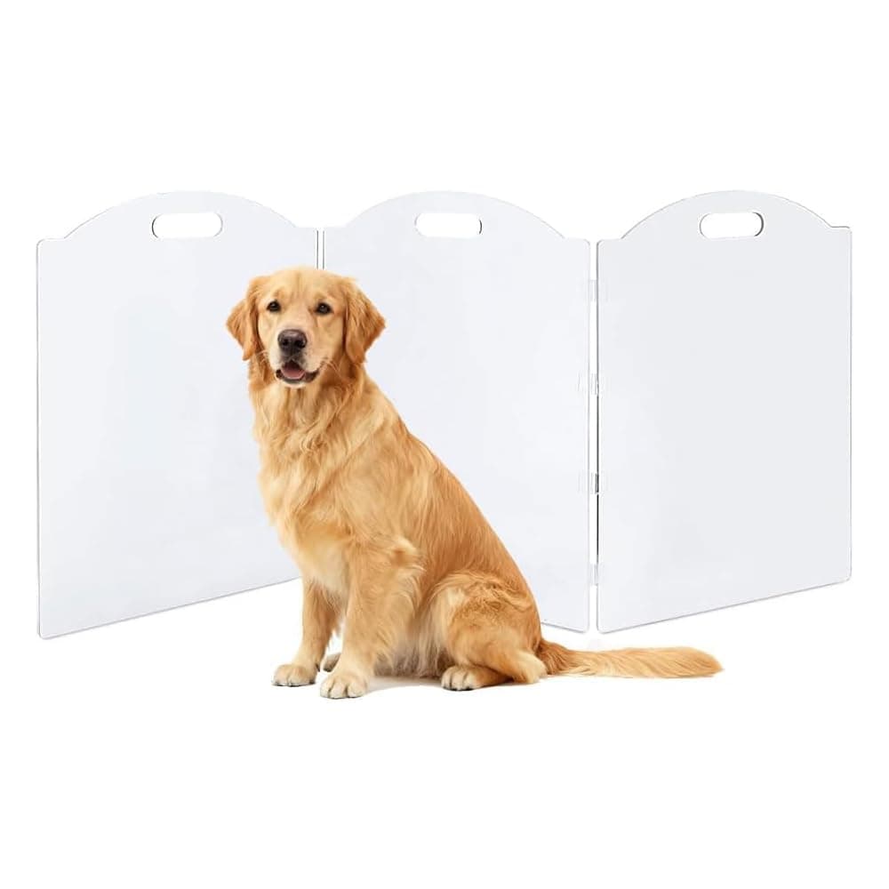 QYINXIU Acrylic Dog Gate w/Handles,3 Panels Dog Playpen for House