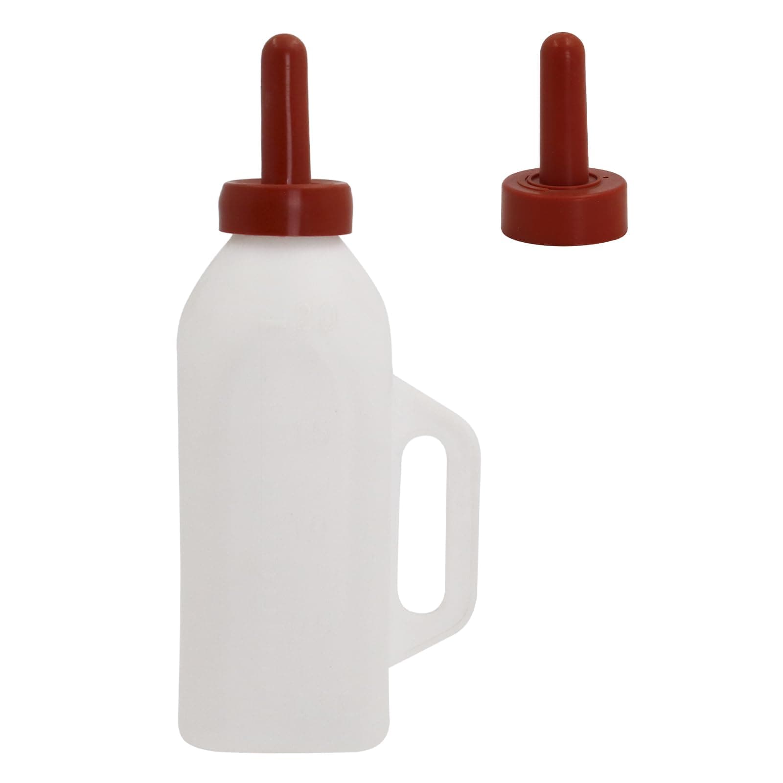 USUNFARM 2L Calf Nursing Bottle with Handle and Replacement Nipple, Used for Animal and Livestock Care Milk Storage Bottle Detachable Removable Nipple Feeding Bottles (Vertical)