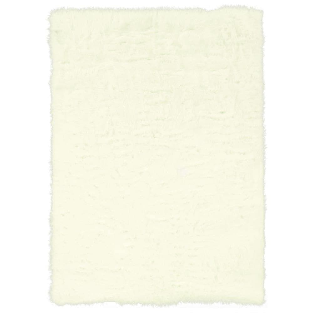 Linon Faux Sheepskin Shag Rug White 3' x 5' Faux Sheepskin, Synthetic, Acrylic 3' x 5' Indoor Living Room White Shag