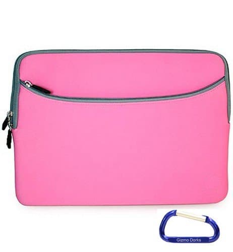 Gizmo Dorks Pink Dual Pocket Zipper Laptop Carrying Case Sleeve