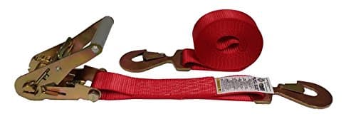 Cargo Equipment Corp. 14 Foot X 2 Inch Red Ratchet Strap with Flat Snap Hooks