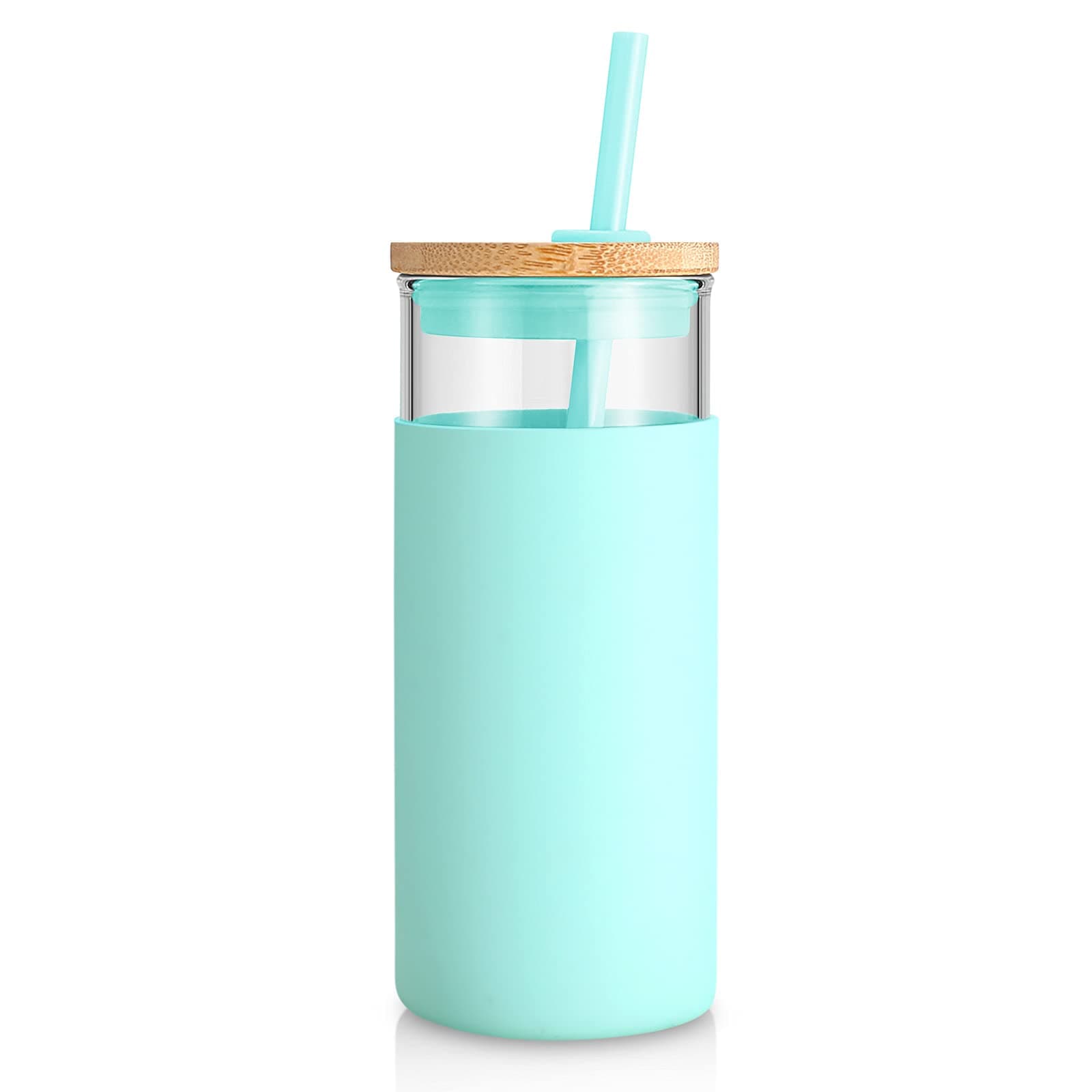 Tronco 20 oz Glass Tumbler with Lids and Straws, Reusable Iced Coffee Cups