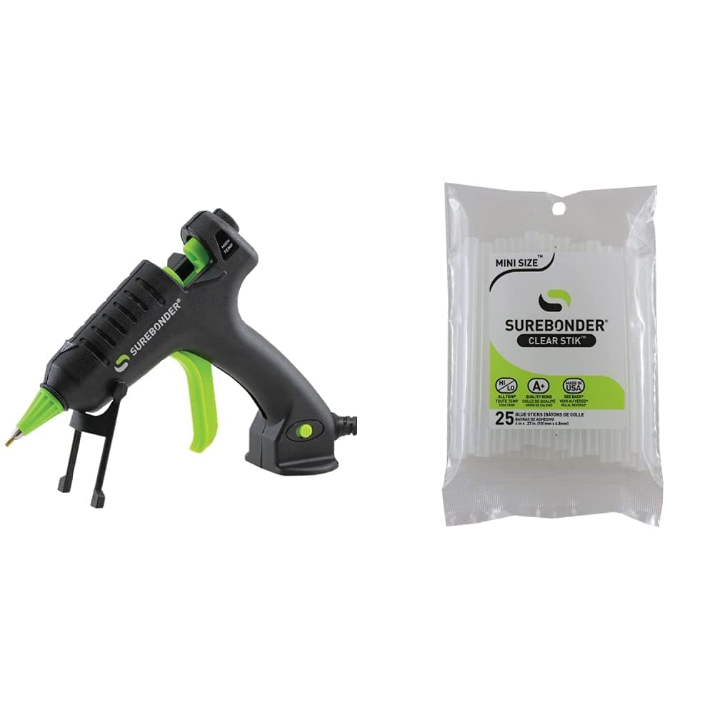 Surebonder H-195F Mini Fine Tip Hot Glue Gun + Surebonder DT-25 All Temperature Mini Glue Sticks