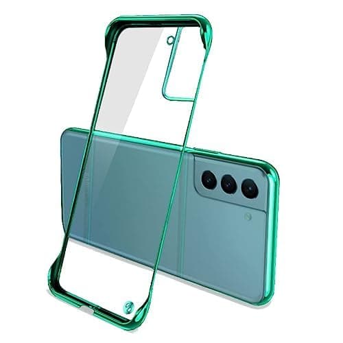 Ultra Thin Plating Frameless Case Compatible for Samsung Galaxy S22 S21 FE S20 Note20 Ultra S10 Note10 Plus 5G Hard PC Clear Protect Back Cover Shell (Galaxy S21 Plus,Green)
