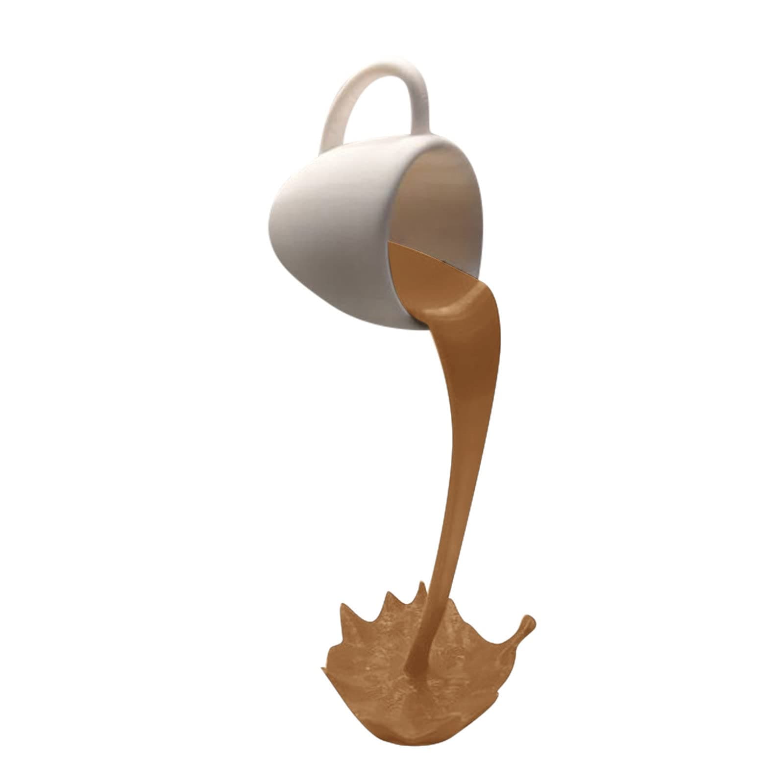 KIMISS Floating Coffee Cup Sculpture - Novelty Resin Spilling Cup for Home Desk Ornaments Decor (Brown)