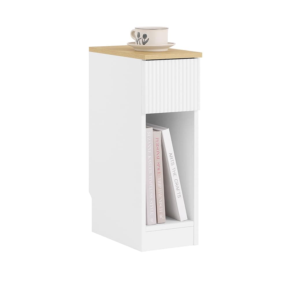 SoBuy 20 cm Narrow Nightstand with Drawer, Shelf and Flush-to-Wall Design