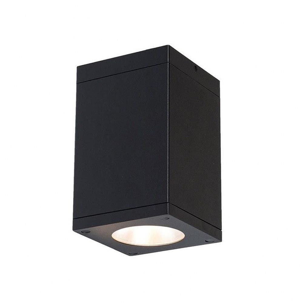 WAC Lighting DC-CD05-F930-BK Cube Architectural 5" LED Flush Mount Outdoor Ceiling Lighting, 33 Degrees Flood Beam, Black