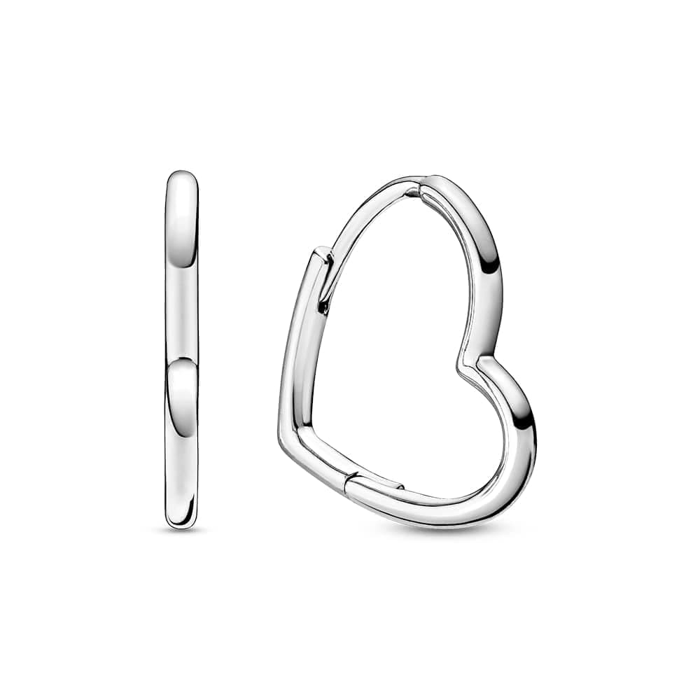 Pandora Moments Women's Sterling Silver Asymmetrical Heart Hoop Earrings, No Box