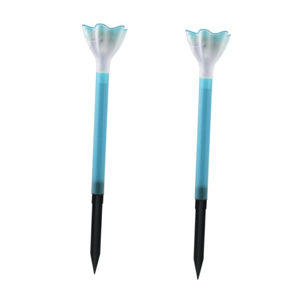 Parliky 2pcs Outdoor Solar Lamp Garden Spot Lights Solar Panels for Lawn Decoration Blue Beautiful Shape Design for Courtyard and Patio