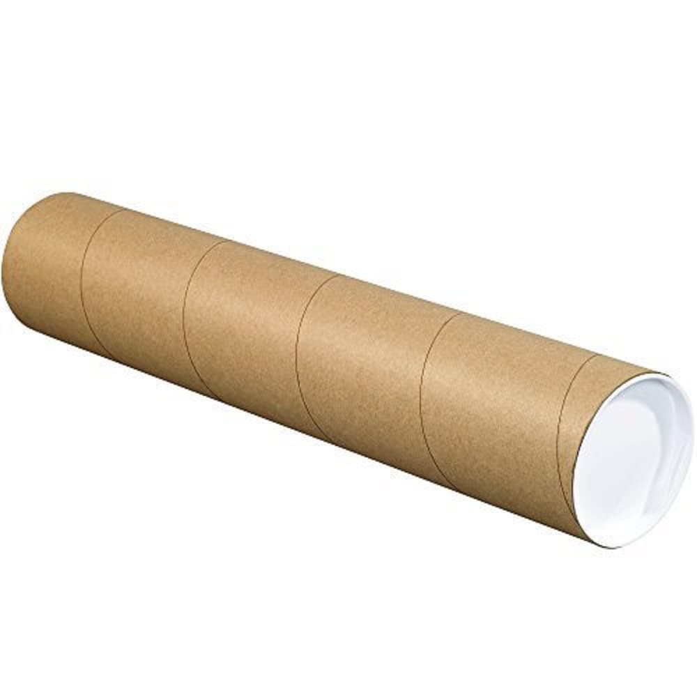Tape Logic TLP4026K Mailing Tubes with Caps, 4" x 26", Kraft (Pack of 15)