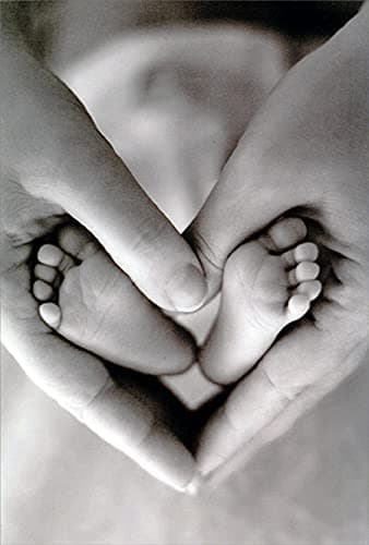 Pictura Heart Shape Formed by Baby's Feet and Mother's Hands New Baby Congratulations Card