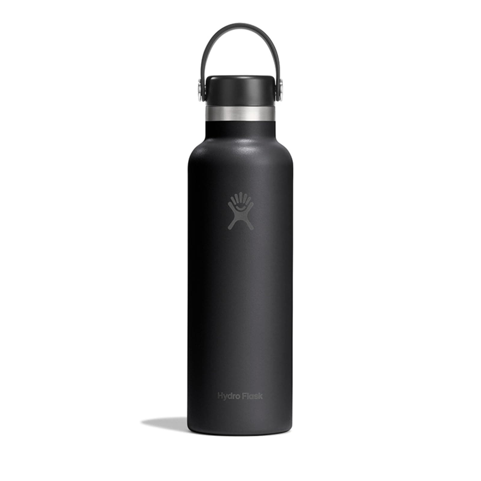 Hydro Flask 21 Oz Stainless Steel Standard Mouth Water Bottle with Flex Cap and Double-Wall Vacuum Insulation, Tonal Black