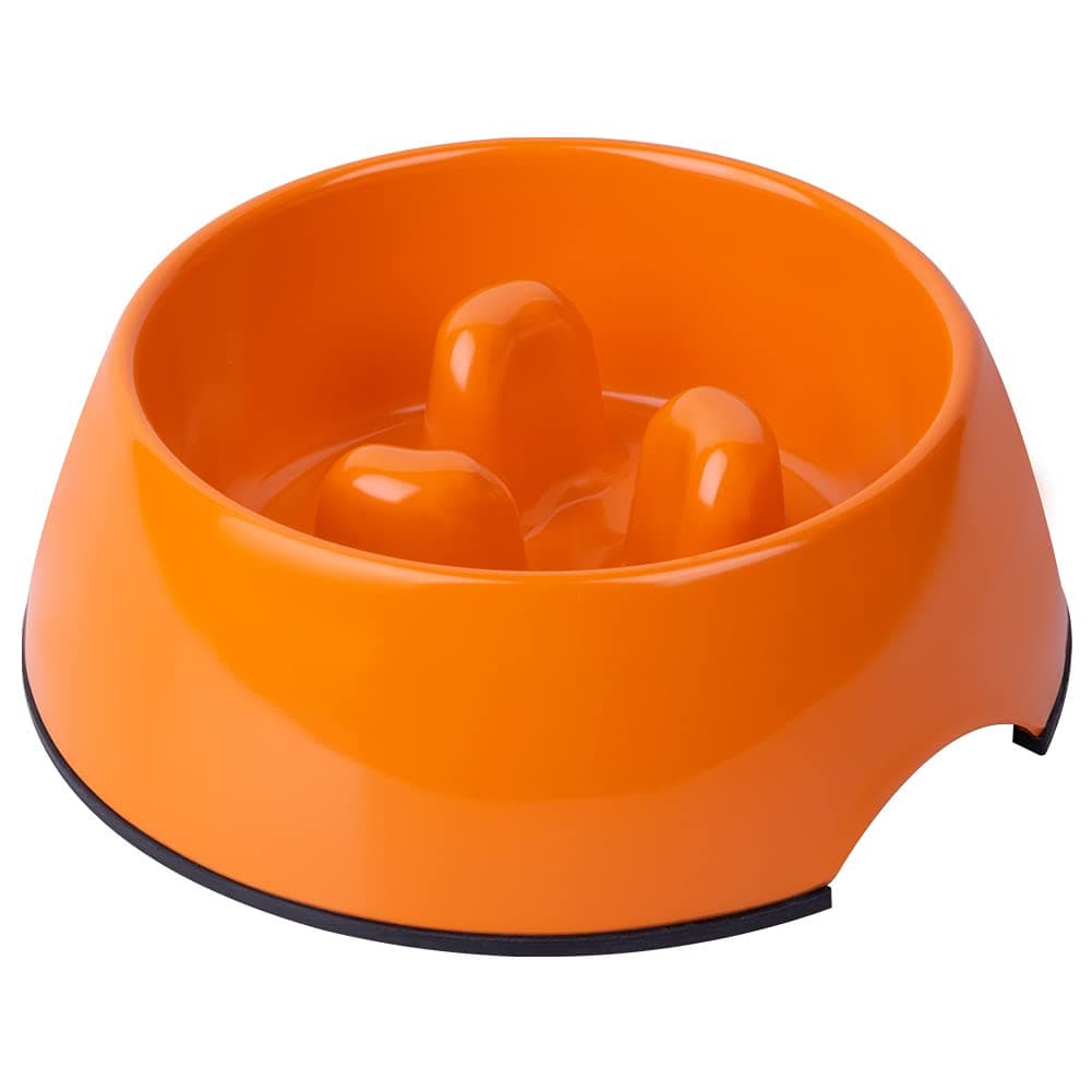 Super Design Slow Feeder Dog Bowl, 1 Cup, Nonslip, Heat-Resistant, Sturdy, Suitable for Small to Medium Sized Dogs Bright Orange L