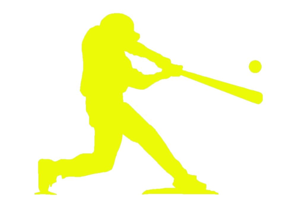 Baseball Player at Bat V1 Vinyl Decal by StickerDad - size: 3.5", color: REFLECTIVE YELLOW - Windows, Walls, Bumpers, Laptop, Lockers, etc.