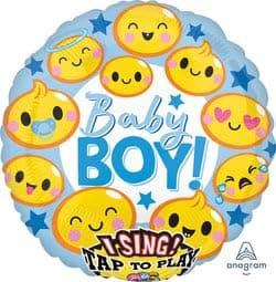 28" Anagram Singing Balloon Emoticon Baby Boy Balloon