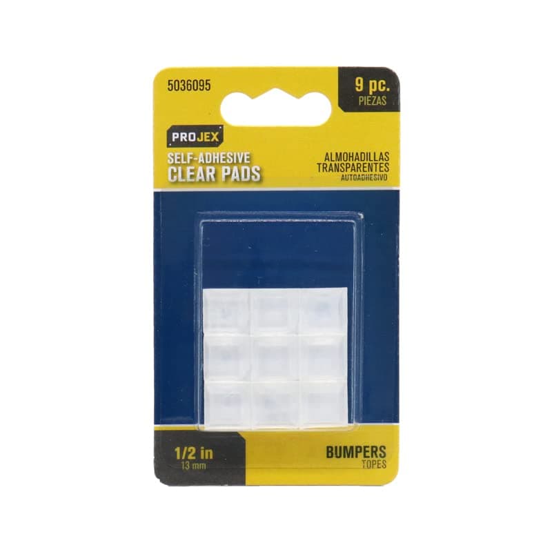 PROJEX Vinyl Self Adhesive Bumper Pad Clear Square 1/2 in. W X 1/2 in. L 9 pk