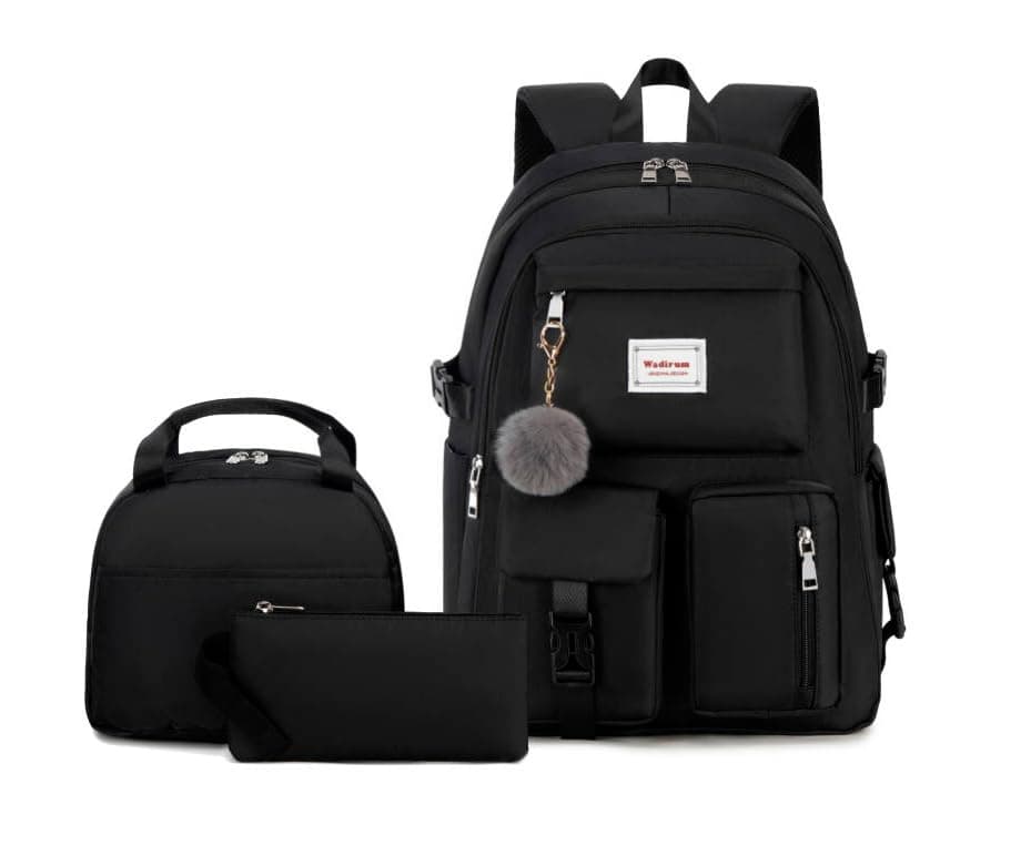 Wadirum Fashion Laptop Backpack for Women Roomy Girl Travel Rucksack Fit 15.6 Inches Laptop, Black, One_Size, Rucksack Backpacks