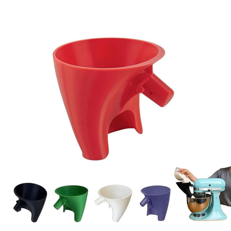 Joiverie Flour Funnel for Kitchen Aid Mixer,Plastic Funnel Stand Mixer Attachment for Kitchen Aid Artisan KSM150 and Bowl Lift, Perfect for Flour, Sugar, and Egg Liquid (Red, for 5QT)