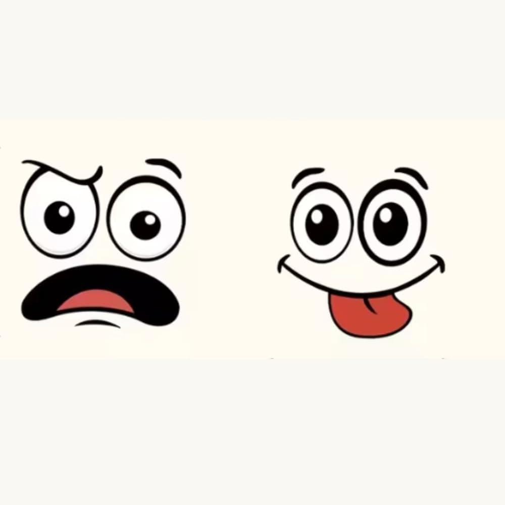 Cartoon Face Expression Vinyl Stickers, Happy and Sad Emoji Design, 6.1 Inches, Pack of 2
