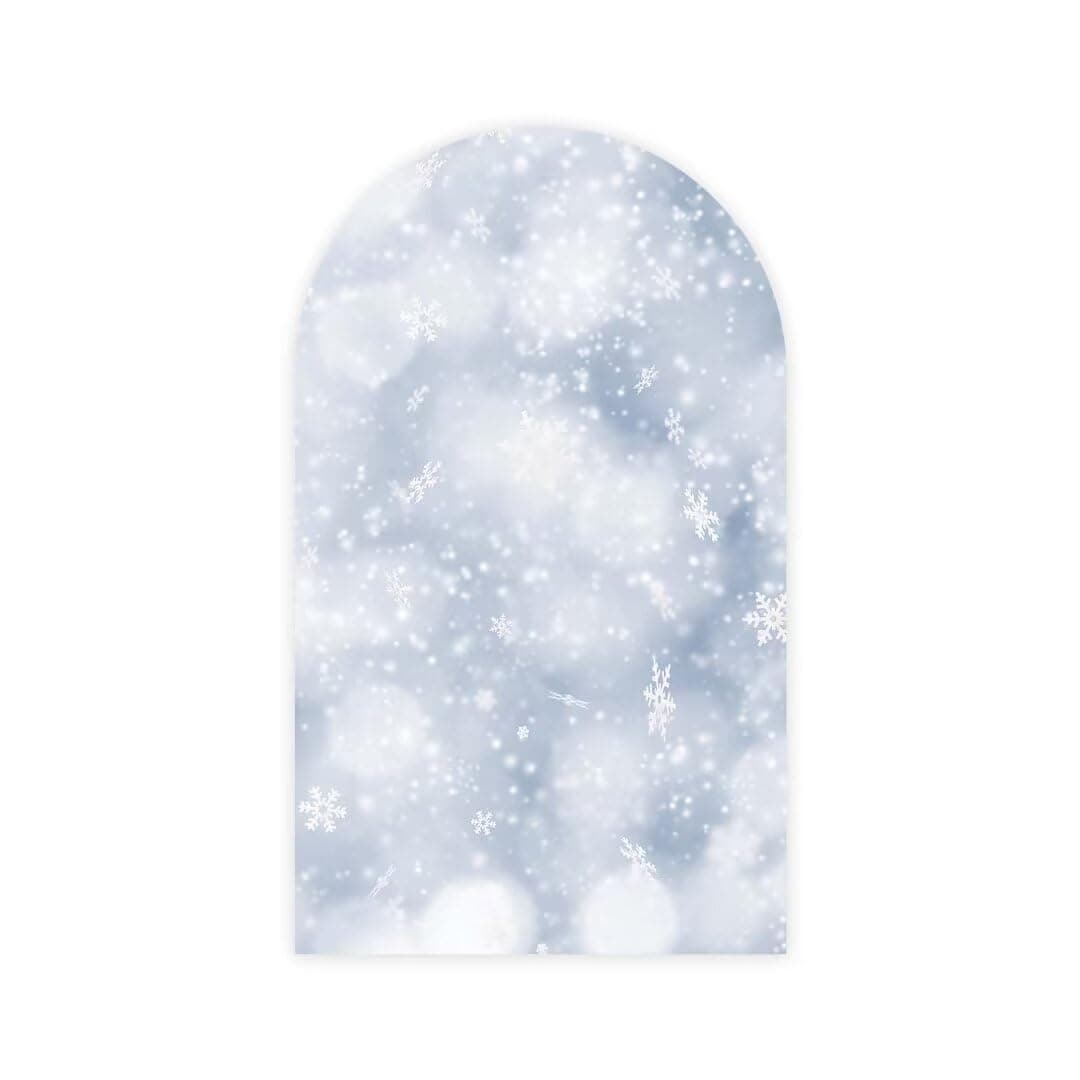 Aerdce Winter Snow Scene Arch Stretchy Fabric Covers Snowflakes Arched Stand Backdrop Cover for Family Party Decoration Props(Only Cover)