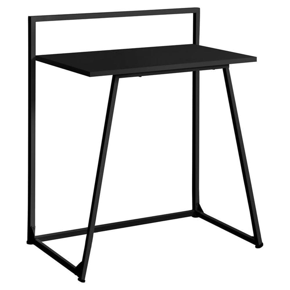 Pemberly Row Computer Desk, 30" L Black Laminate Desktop, Metal Frame, Compact Space-Saving Design, Modern Style Home Office or Dorm Table for Laptop and Writing Use