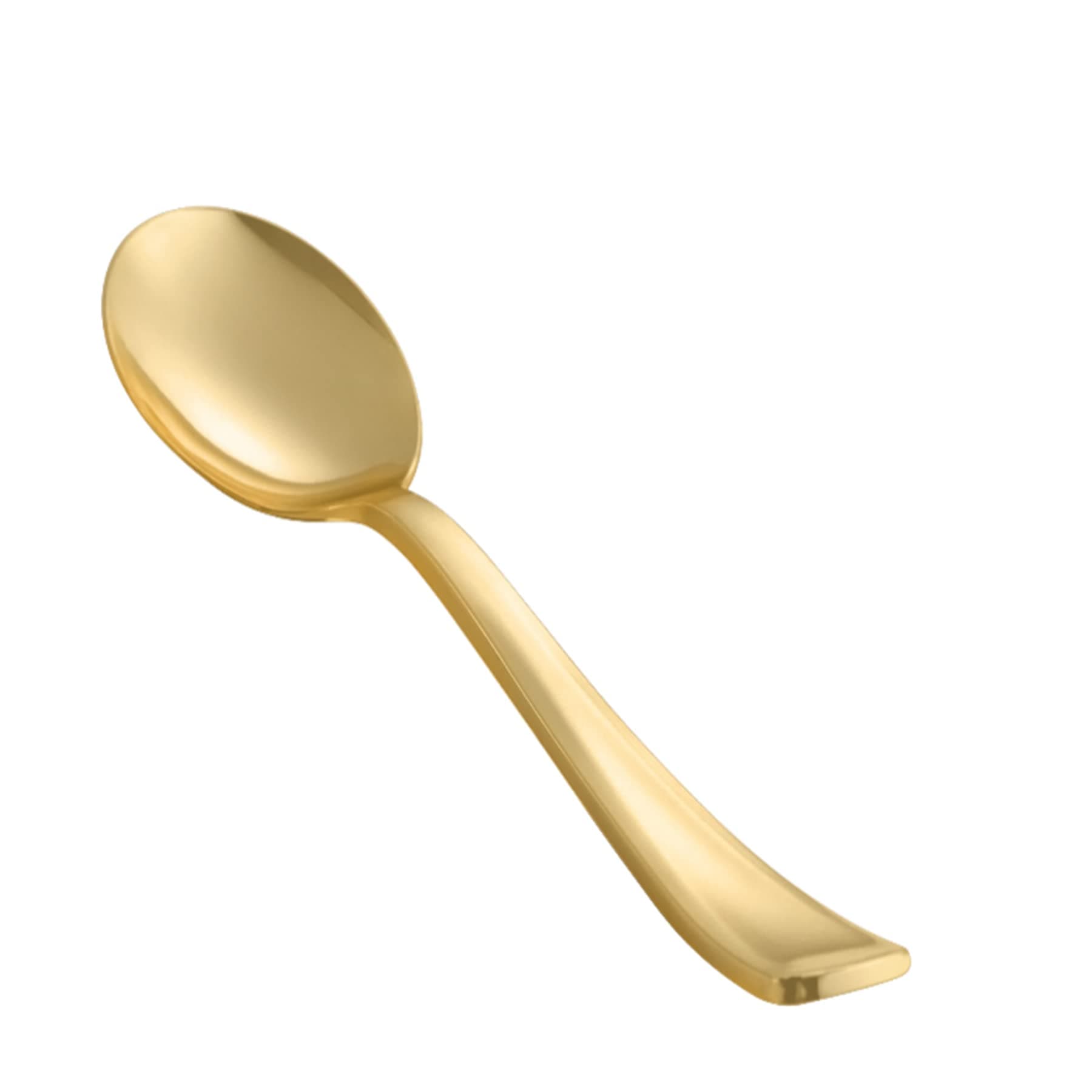 N9R 72PCS Gold Plastic Spoons Disposable, Heavy Duty Utensils for Dinner