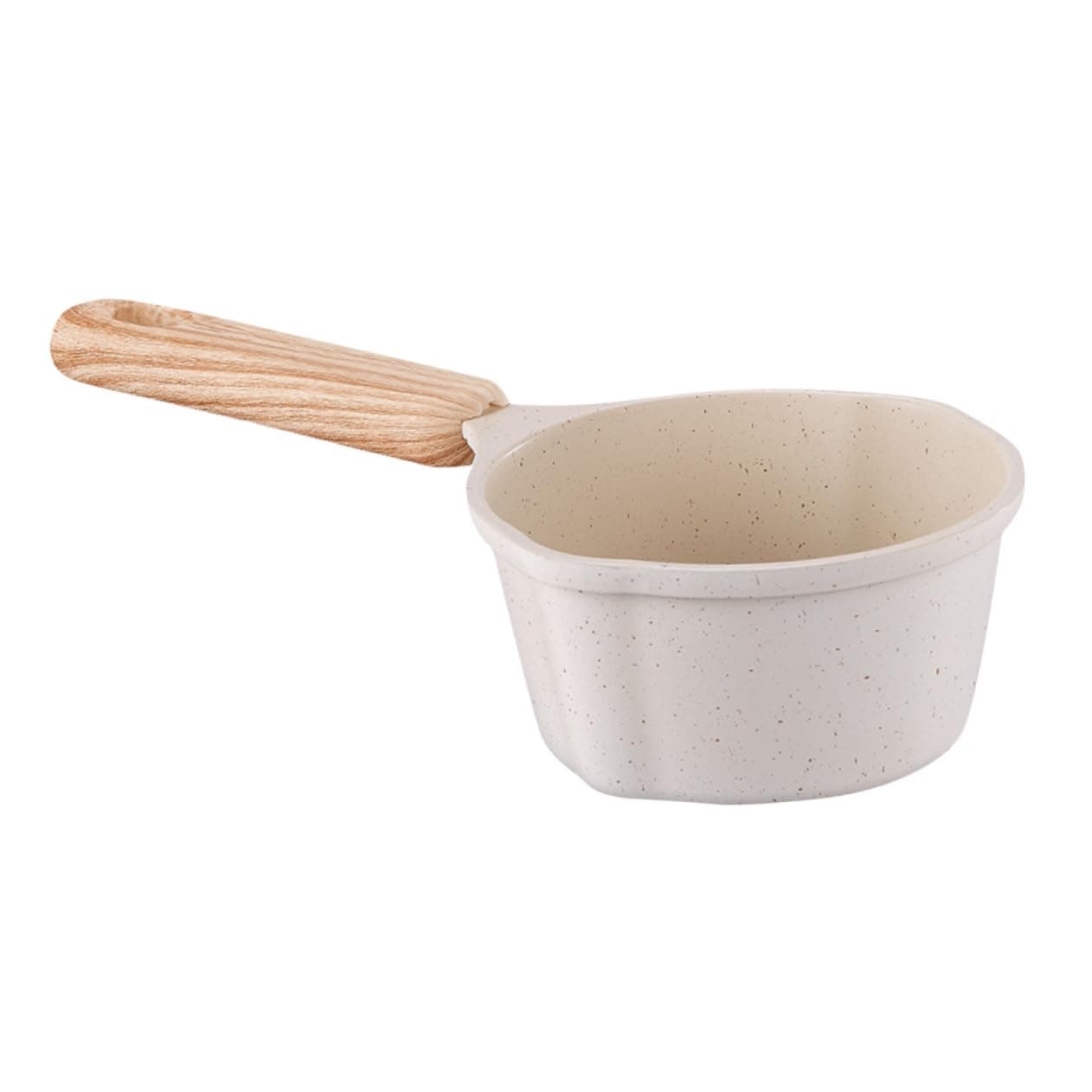 PartyKindom Nonstick Milk Pot, 250ml Aluminum Alloy Saucepan with Wooden Handle, Kitchen Butter Melting Pot