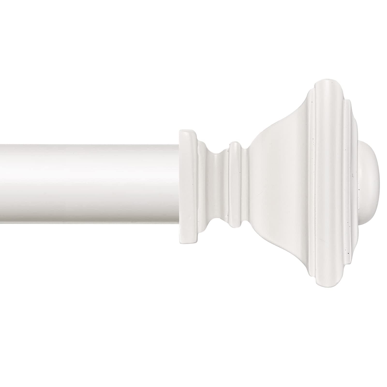 BRIOFOX White Curtain Rods for Windows 28 to 48 Inch Adjustable Length 1 Inch Diameter Heavy Duty Window Curtain Rods for Indoor Ourdoors With Classic Square Finials