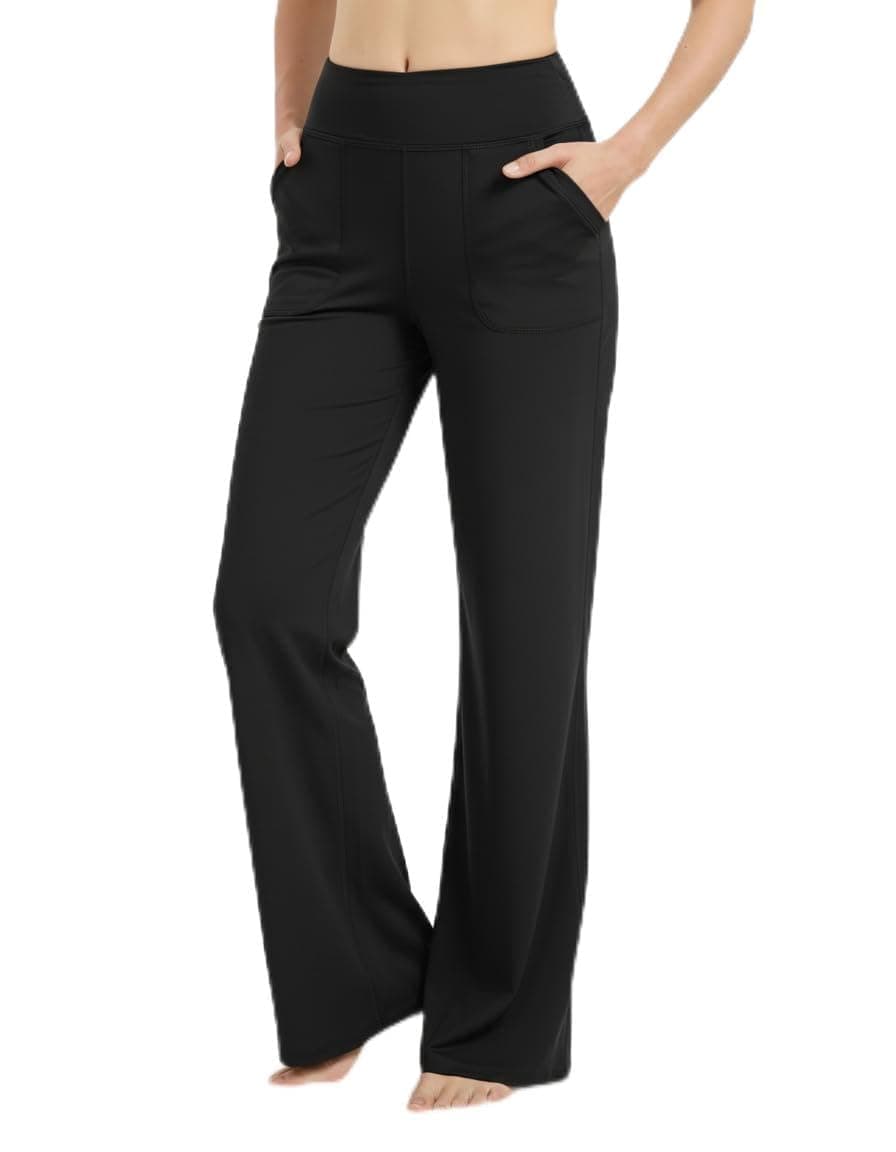 Zylioo Tall Womens Wide Leg Yoga Pants with Pockets Extra Long High Waist Yoga Trousers Casual Legging Joggers