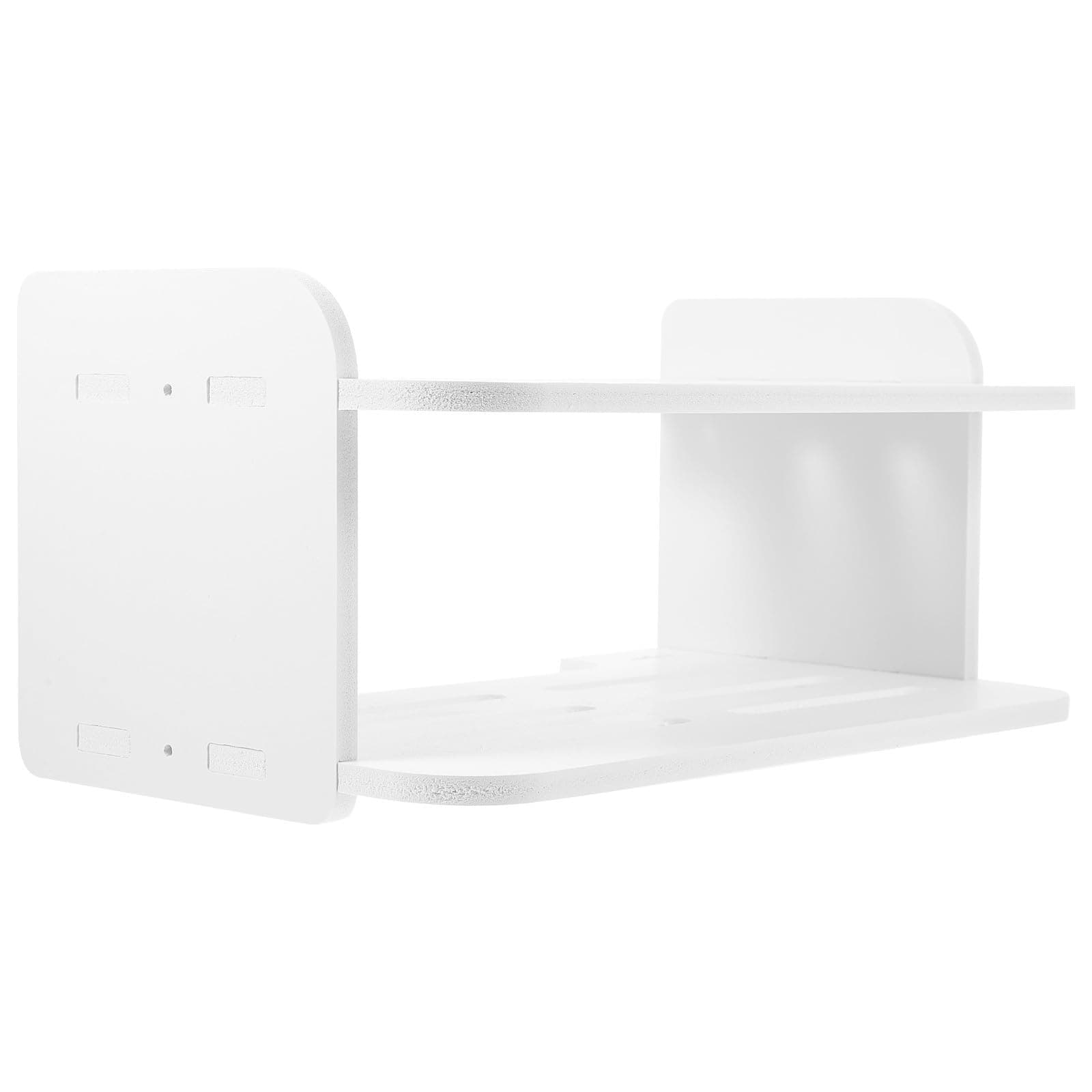 PartyKindom Wall Mount Router Shelf Floating Storage Rack White Wood Plastic Composite for Projector and Small