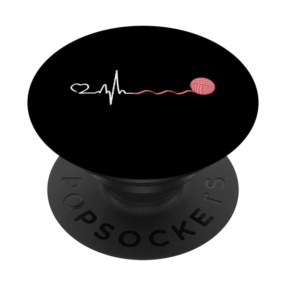 Funny Crochet Heartbeat Graphic Gift Idea Men Women Kids PopSockets Adhesive PopGrip