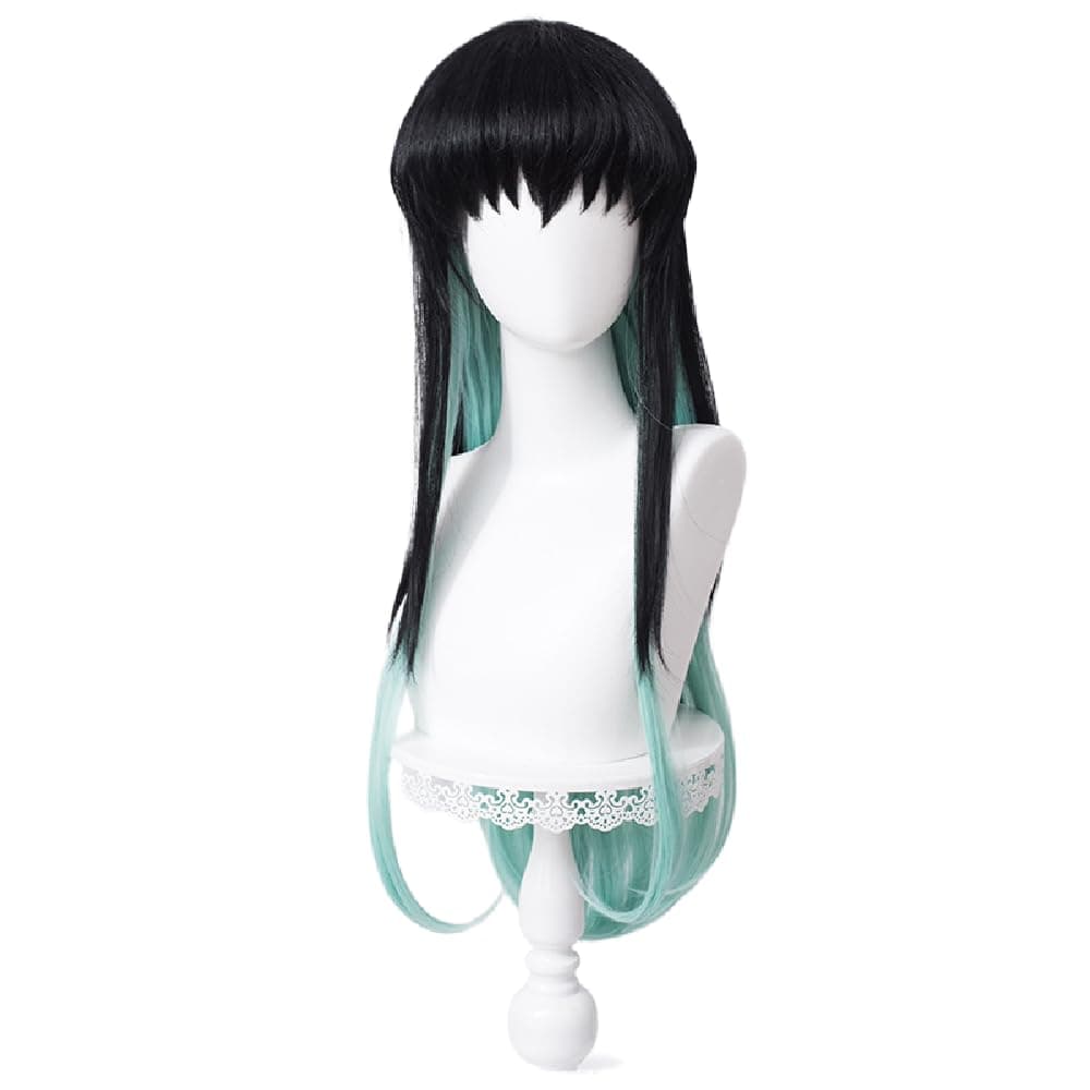 Black Blue Gradient Long Wig for Muichirou Tokitou Anime Style Replacement Wigs Women Halloween Comic Con Party with Straight Heat Resistant Synthetic Costume Hairs